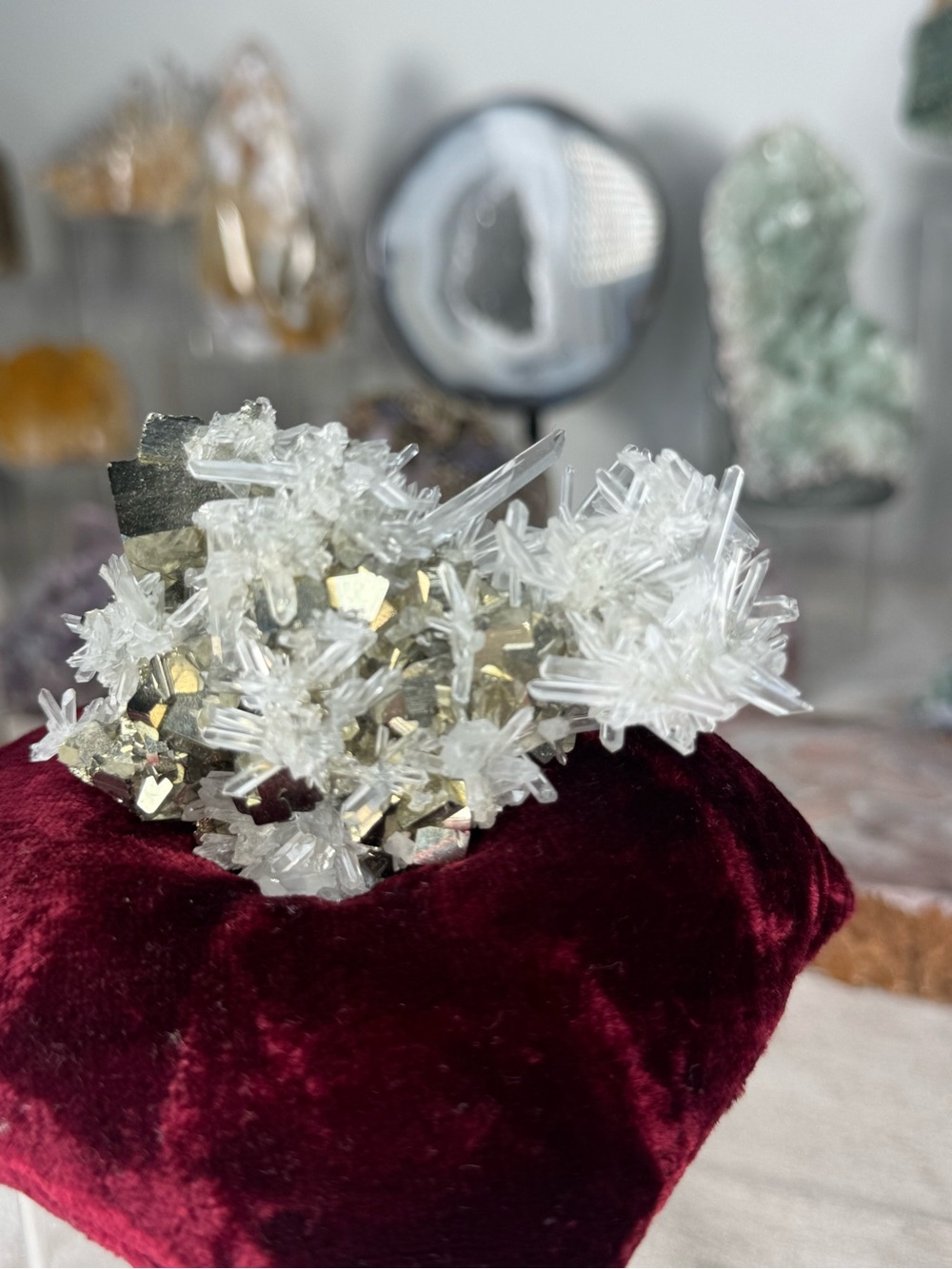 ✨ Cube Pyrite with Needle Quartz Formation | Collector Mineral Specimen ✨ - Picture 12 of 15